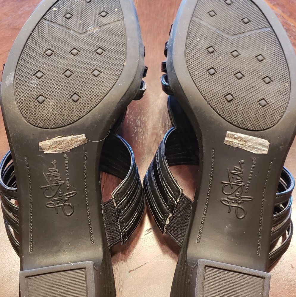 Life Stride Soft System Black Slide Heels - Picture 2 of 4
